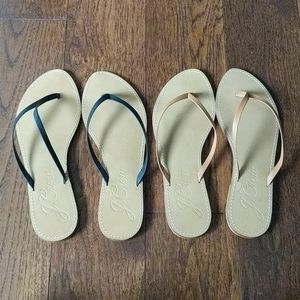 NEW 2 pairs of J. Crew Capri Leather Flip Flops, 8.5